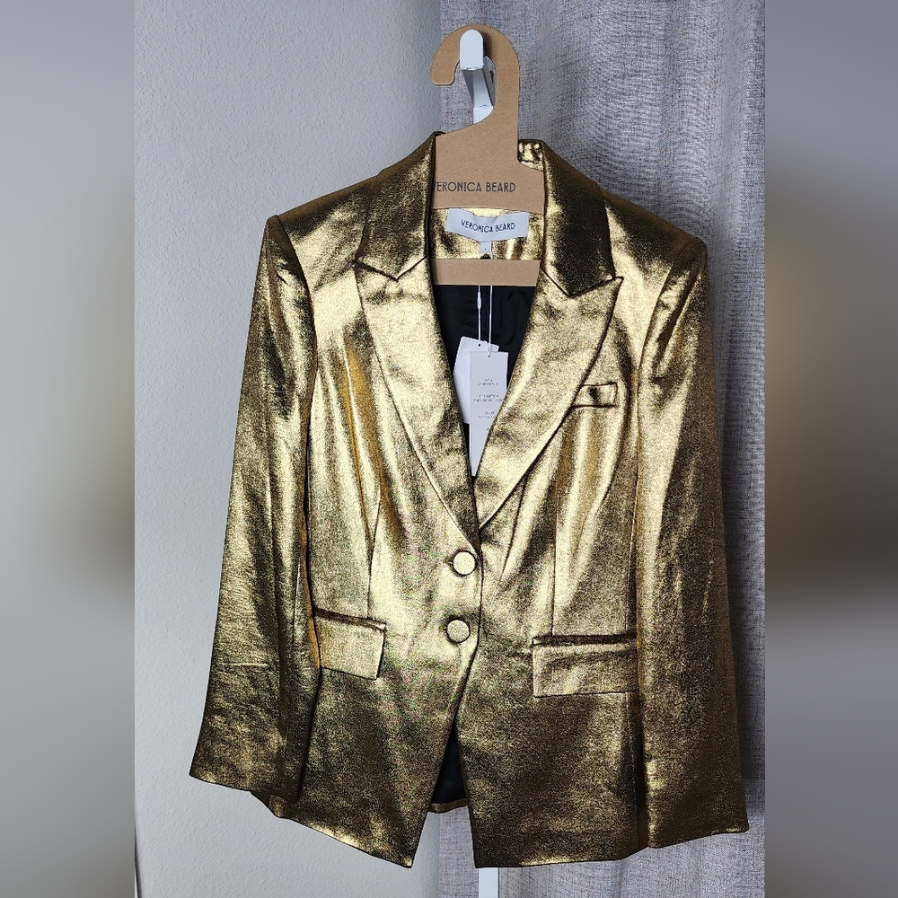 Veronica Beard Gold Metallic Blazer - Picture 7 of 14